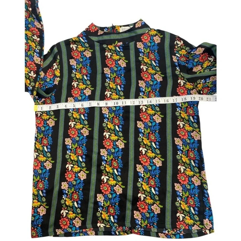Molly Bracken Anthropology Mock Neck Long Sleeve Floral Blouse Size S - Picture 7 of 9